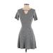 Divided by H&M Casual Dress - Fit & Flare: Gray Tweed Dresses - Women's Size 2