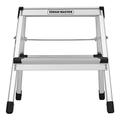 2 Step Ladder Double-Sided Folding Step Up Stool 20 x 33.5cm Heavy Duty Hop Up Aluminium Platform 150kg Capacity Multi-Purpose DIY Indoor Outdoor Usage TOUGH MASTER