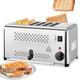 6 Slice Toaster Commercial Stainless Steel Toaster, Hand Pop-Up Toasters, Extra Wide Slots Toaster with Removable Crumb Tray, Five Speed Adjustable, for Bread, Bagels & More