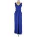 Saint Tropez West Casual Dress - Maxi: Blue Dresses - Women's Size Large