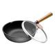 WBDHEHHD Household Wooden Handle Pan Kitchen Cooking Pan Full Cover Hard Anodized Non-Stick Frying Pan with Lid