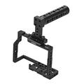 Camera Cage HUIOP G85 Aluminum Alloy Camera Cage + Handle Kit with Many 1/4" and 3/8" Mounting Holes 2 Cold Shoe Socket for G85/G80 ILDC Camera to Mount Microphone Monitor Video Tripod