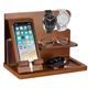 Wooden Phone Docking Station, Gifts for Men, Christmas Bedside Organiser, Mobile Phone & Key Organiser, Gifts Birthday, Gift Husband Wife Anniversary Gifts for Father Gift