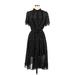 NANETTE Nanette Lepore Casual Dress - Midi Collared Short sleeves: Black Polka Dots Dresses - Women's Size 8