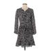 Veronica Beard Casual Dress - Shirtdress: Gray Paisley Dresses - Women's Size 2