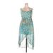 Lily Rose Casual Dress - High/Low: Teal Batik Dresses - New - Women's Size 2X-Large
