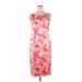 Donna Morgan Cocktail Dress - Sheath Boatneck Sleeveless: Pink Floral Motif Dresses - Women's Size 14