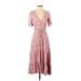 Sunday Mi Amor Casual Dress - Wrap: Pink Paisley Dresses - Women's Size X-Small