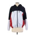 Topshop Windbreaker Jacket: Red Color Block Jackets & Outerwear - Women's Size 4