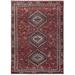 Shahbanu Rugs Red Vintage and Worn Down Geometric Design Persian Shiraz Clean Hand Knotted Oriental Rug (6'9" x 9'6")