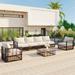 7-Piece Metal Frame Modern Outdoor Sectional Sofa Set with Coffee Table