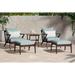 AllModern Bex 5 Piece Seating Group w/ Sunbrella Cushions Wood/Natural Hardwoods in Brown/White | Outdoor Furniture | Wayfair