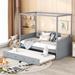 Modern Style Twin Size Canopy Day Bed with Twin Size Trundle bed, Space-Saving, Gray