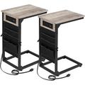 Latitude Run® C Shaped End Table Set Of 2, Couch Tables That Slide Under, Side Table w/ Charging Station For Living Room, Couch Table w/ Storage | Wayfair