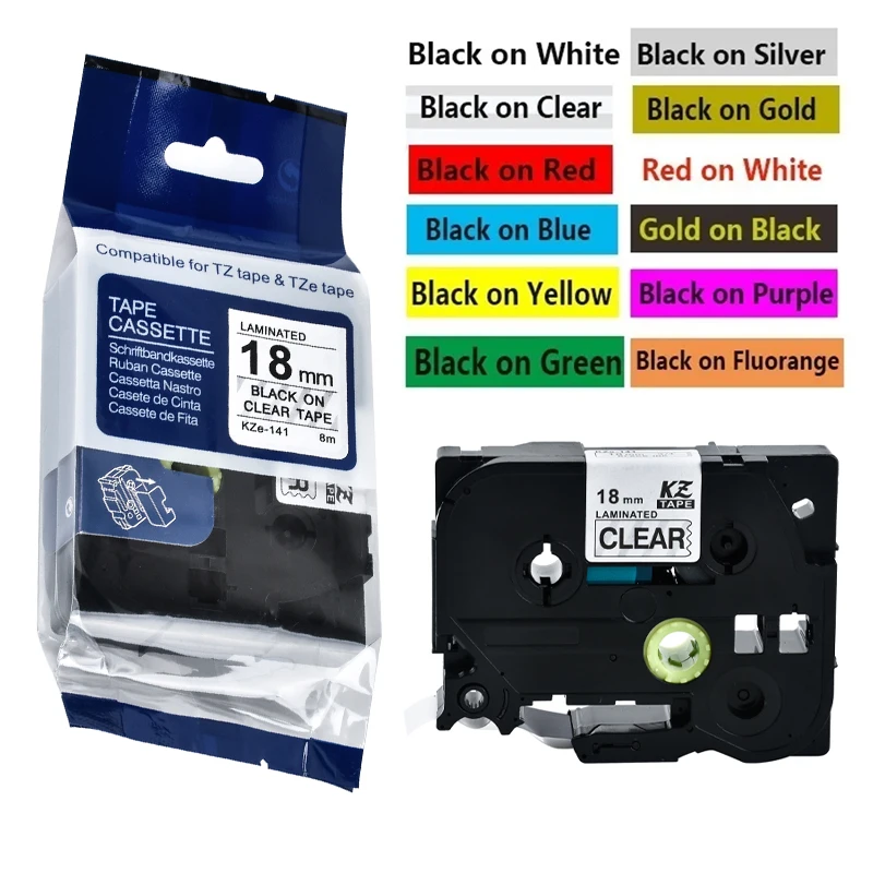 TZe241 TZe-241 TZe 141 tze641 Kompatibel für Brother P-Touch Etikettendrucker Etikettenband 18 mm Etikettendrucker PT-D400 PT-D600 Image