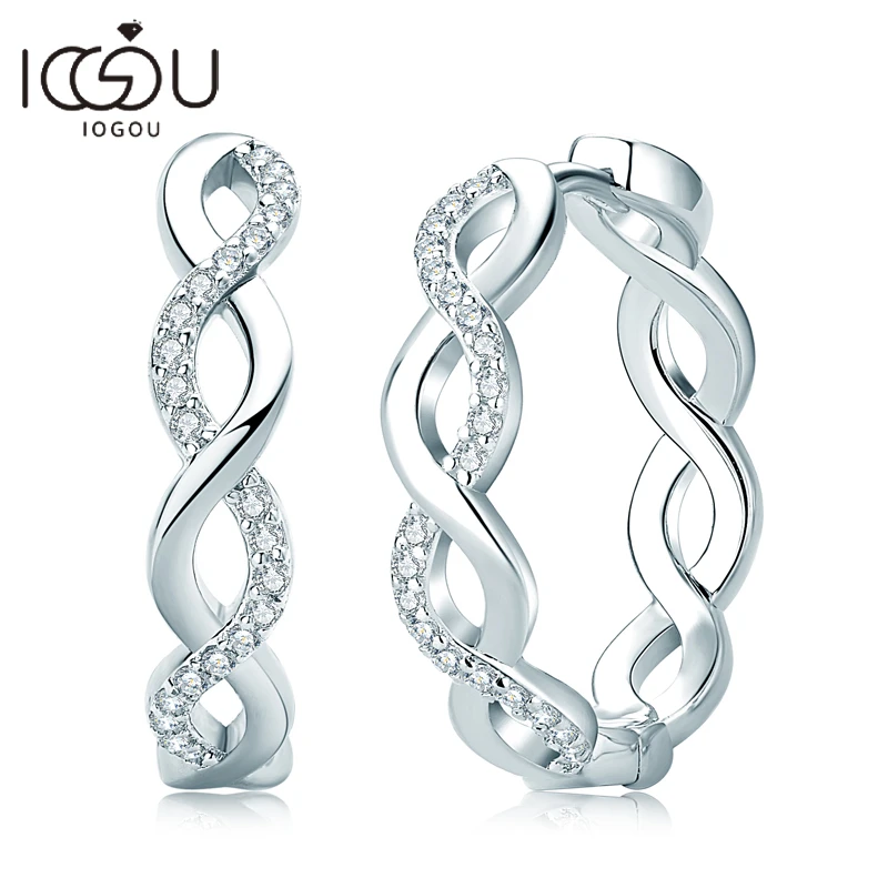 Iogou Vintage Twisted Creolen Moissan ite D-E 925 Silber 18 Karat vergoldeten Hochzeits schmuck für Frauen Geschenk Geburtstag tägliche Kleidung