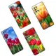 Coque de téléphone fleur tulipe pour Samsung Galaxy coque noire souple A01 A03 Core A02 A10