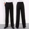 Pantalon de danse latine professionnel en satin noir pour hommes salle de Rh salsa tango rumba