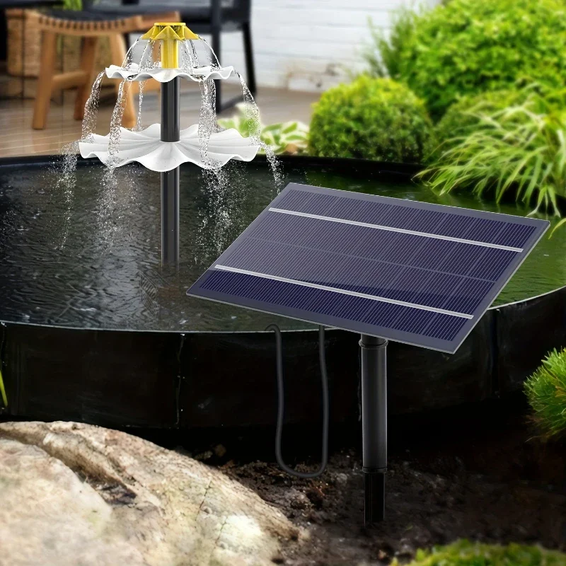 Wasserfluss Solar brunnen großes Solar panel Doppels chicht gewelltes Design geeignet für Hof Pool Brunnen gefälschten Berg brunnen Image
