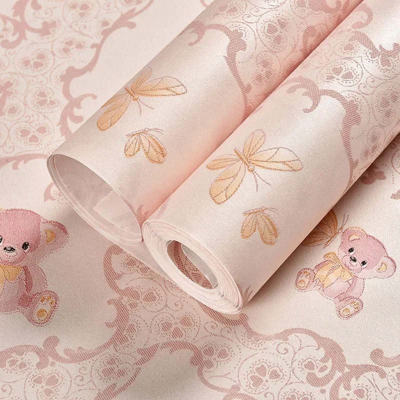 Selbst klebende Papier Cartoon Tapete warm rosa niedlichen Kinderzimmer Mädchen Schlafzimmer Hintergrund Wandt apete