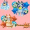 Heißer 2024 Cartoon Bluey Familie Aluminium Ballon Cartoon Spiel Spielzeug Blau Orange Brouy Ballon Dekoration Set Geburtstag Party Supplies