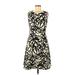 DKNY Casual Dress - A-Line: Ivory Floral Motif Dresses - Women's Size 8