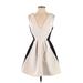 Keepsake Cocktail Dress - A-Line: Ivory Color Block Dresses - Women's Size Small