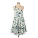 Free People Casual Dress - Shift One Shoulder Sleeveless: Blue Floral Dresses - Women's Size X-Small