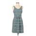 Tehama Casual Dress - A-Line: Teal Marled Dresses - Women's Size Medium