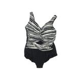 Lands' End One Piece Swimsuit: Black Zebra Print Swimwear - Women's Size 16 Plus