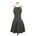 Divided by H&M Casual Dress - Fit & Flare: Gray Grid Dresses - Women's Size 4