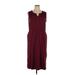 Lands' End Casual Dress - Midi: Burgundy Solid Dresses - Women's Size X-Large