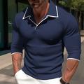 Homme POLO Tee Shirt Golf Casual Des sports Revers manche longue Mode basique Bloc de couleur Sexy Printemps Automne Standard Vin Noir Blanche bleu marine POLO