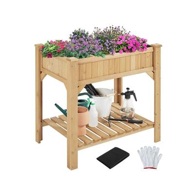 Blumenkasten Hochbeet für Garten Gemüsebeet Pflanzkasten mit Ablagefach und Entwässerungslöchern, Image