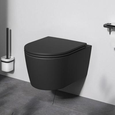 Spülrandloses wc Toilette für Gäste-WC Hänge-WC FlashClean aus Keramik Wand-WC CFA1700MBSC Func