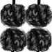 4Pcs Bath Sponge Bath Shower Loofah Sponge Bath Mesh Pouf Shower Ball Body Scrubber Exfoliating Bath Sponge for Women and Men Black