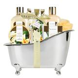 Gifts for Women - Spa Luxetique Spa Gift Baskets for Women 8 Pcs Vanilla Bath Sets for Women Gift Bubble Bath for Women Vanilla Spa Kit Womens Gifts Valentines Day Gift Set for Women