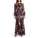 Floral Metallic Long Sleeve Maxi Dress