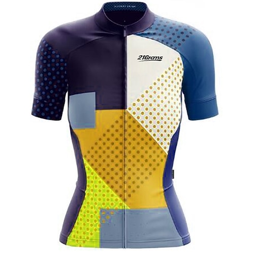 Damen Radtrikot Gemustert Buchstaben Zahlen Lustig Kurzarm Fahhrad Trikot Oberteil mit 3 Gesäßtaschen Mountainbike MTB Straßenradsport UV-beständig Radfahren Schnelltrocknend Rückentasche Sport Image
