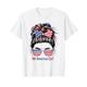 4. Juli Unordentlicher Dutt Haar Frauen Mädchen All American Girl T-Shirt