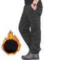 Men's Cargo Pants Fleece Pants Work Pants Pocket Multi Pocket High Rise Solid Colored Wearable Outdoor Calf-Length Outdoor Casual Classic Big and Tall Loose Fit Black Army Green High Waist Inelastic