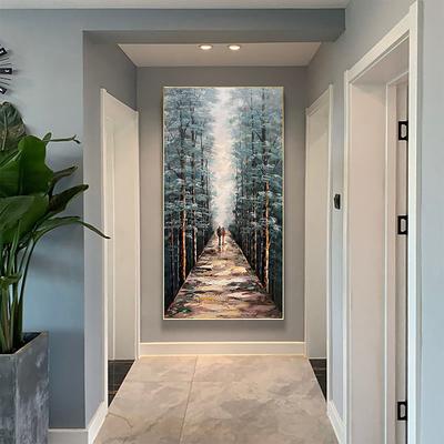 Oil Painting Handmade Hand Painted Wall Art Modern Abstract Couple Walking In The Forest Landscape Home Decoration Decor Rolled Canvas No Frame Unstretched
