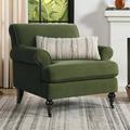 Jennifer Taylor Home Alana 38 Lawson Large Living Room Accent Arm Chair with Metal Casters Olive Green