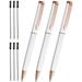 Cambond White Pens Ballpoint Pen Bulk Black Ink 1.0 mm Medium Point Retractable Stick Pens Smooth Writing for Men Women Police Uniform Office Business 3 Pens with 6 Refills (White)