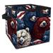 KLURENT American Flag Animal Toy Box Chest Collapsible Sturdy Toy Clothes Storage Organizer Boxes Bins Baskets for Kids Boys Girls Nursery Playroom