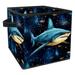KLURENT Star Sky Shark Toy Box Chest Collapsible Sturdy Toy Clothes Storage Organizer Boxes Bins Baskets for Kids Boys Girls Nursery Playroom