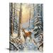 Nawypu Vintage Christmas Holiday Canvas Wall Art Reindeer in The Snow Christmas Poster Christmas Town Winter Snowy Picture Printing for Farmhouse Living Room Fireplace Bedroom Wall Decor