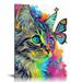 Shiartex Butterfly Wall Art Wall Art Decor Cat Wall Art Bathroom Wall Art Enjoy Life Painting Aesthetics Texture Wall Art Canvas Poster Wall Art White Wall Art Print Easy To Hang 16x20 in / 12x16 in