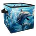 KLURENT Sea Dolphin Toy Box Chest Collapsible Sturdy Toy Clothes Storage Organizer Boxes Bins Baskets for Kids Boys Girls Nursery Playroom
