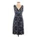 St. John's Bay Casual Dress - Midi: Blue Paisley Dresses - Women's Size Large